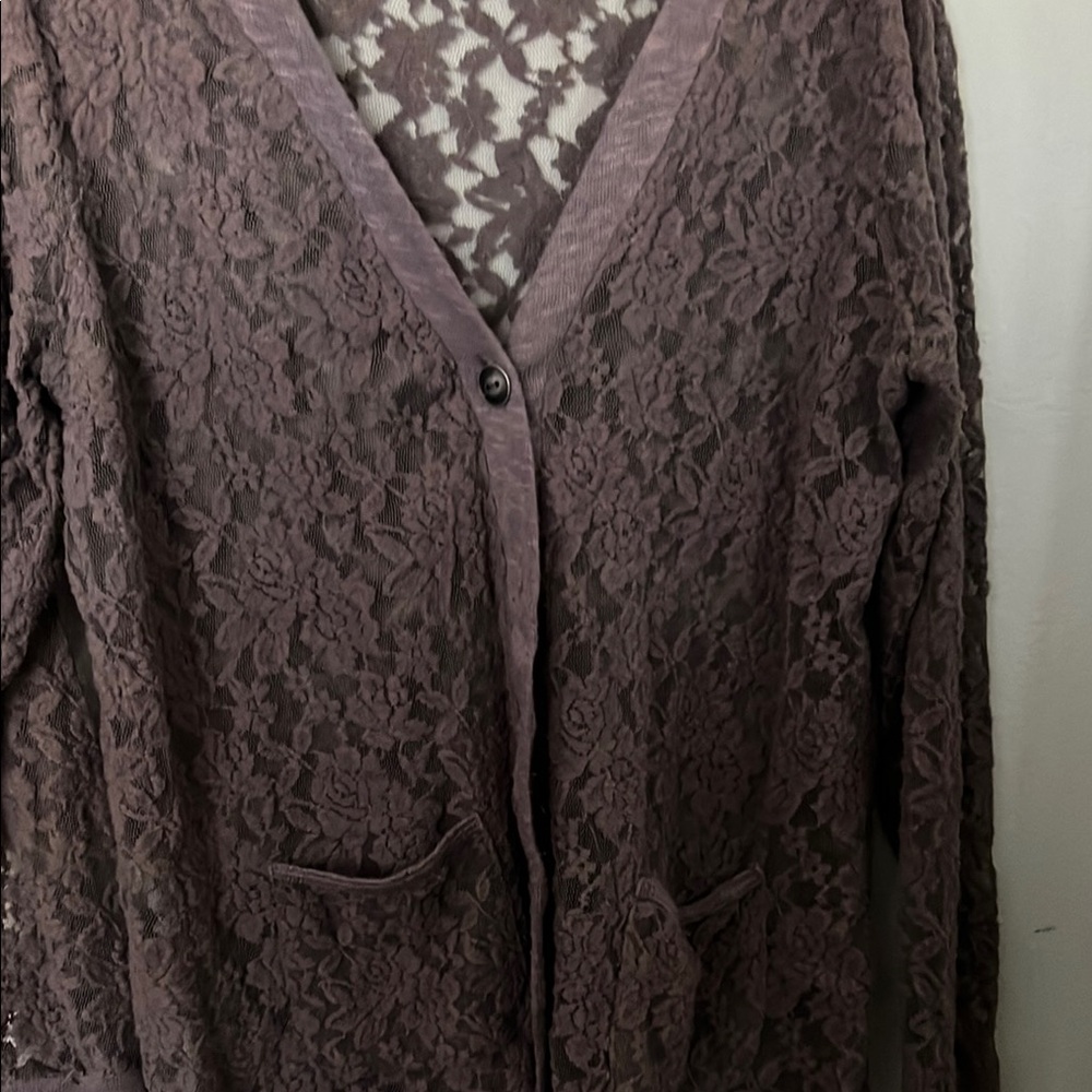 Maurices Mauve Lace Cardigan